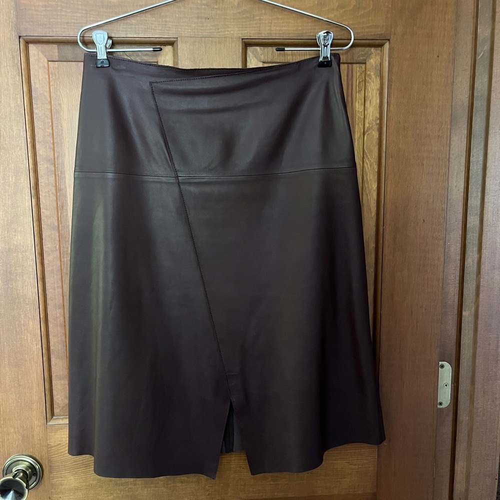 Women's Burgundy Leather A-Line Skirt